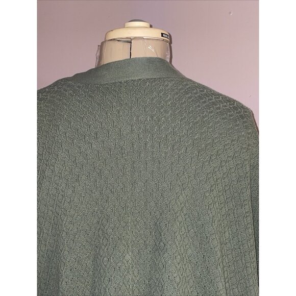 Lane Bryant Textured Poncho Cardigan Wrap Green Tassel Detail SS Hem Sz 22/28 - Picture 6 of 9